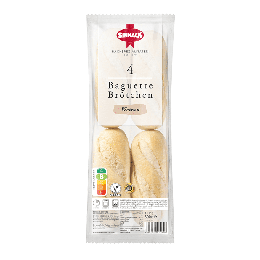 Luftige Weizen-Baguette-Brötchen, außen knusprig und innen weich