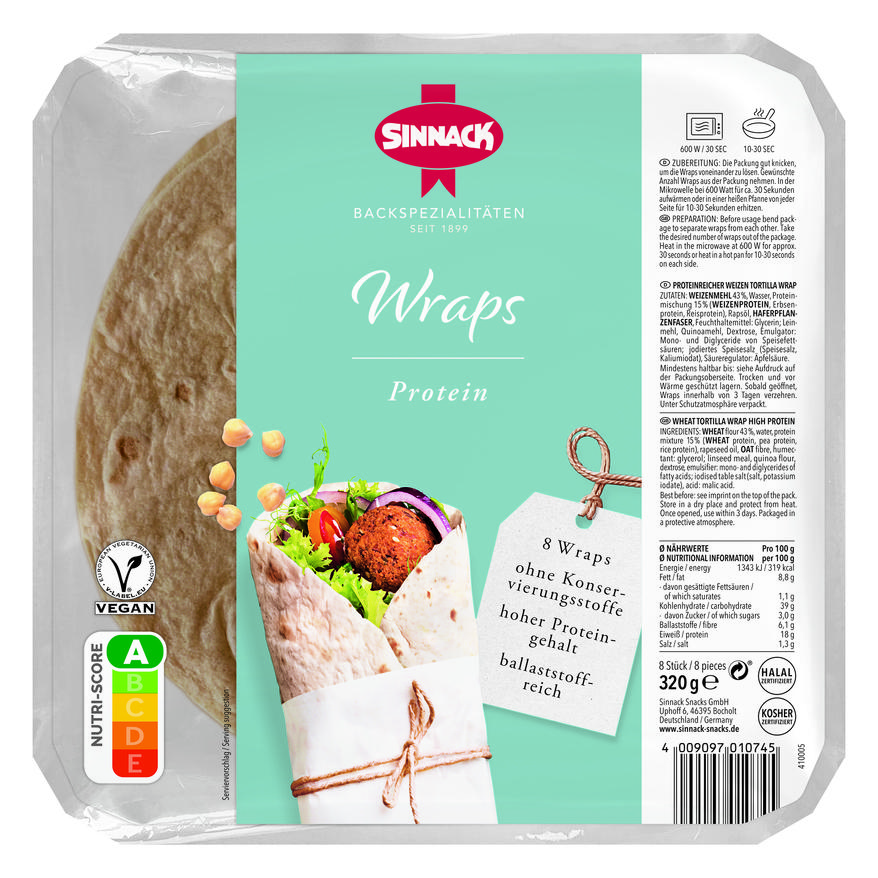 Protein Wraps Snacks Our products Sinnack Backspezialitäten